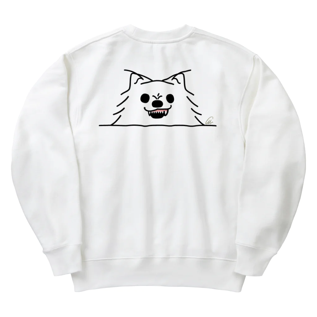 イラスト MONYAAT のバックプリント ポメラニアンっ！*しかも怒っ！ Heavyweight Crew Neck Sweatshirt