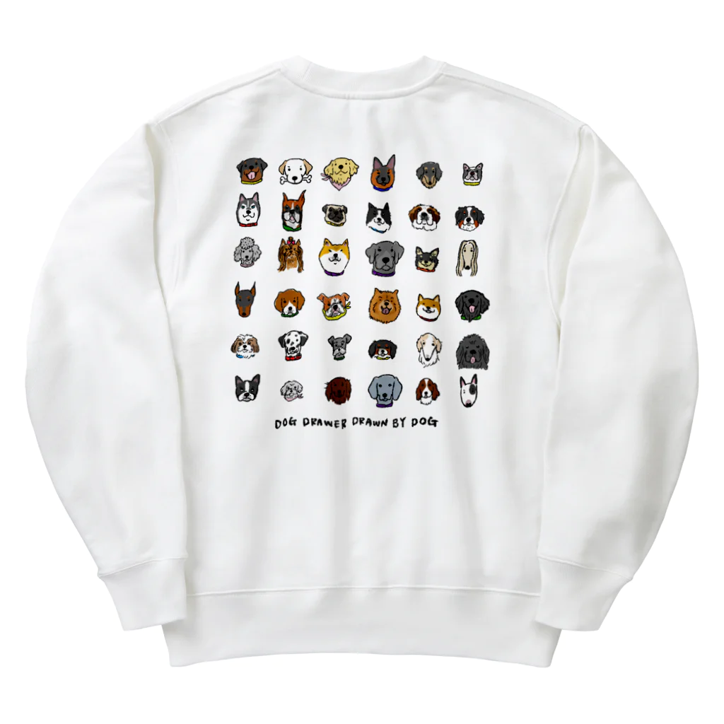 Dog Drawer Drawn by Dogの犬たくさん（犬種名なし・バックプリント） Heavyweight Crew Neck Sweatshirt