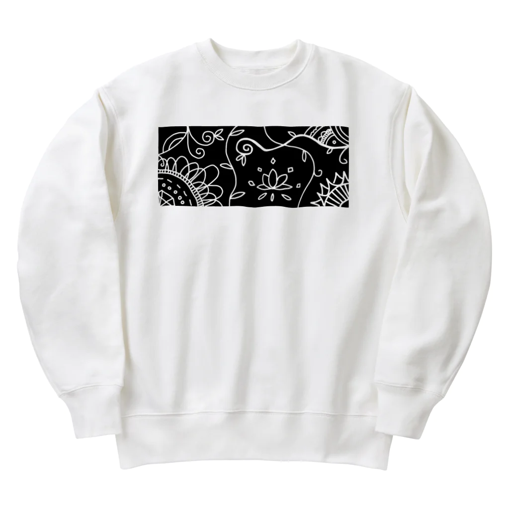 maru houseのアジアン風モノクロ Heavyweight Crew Neck Sweatshirt