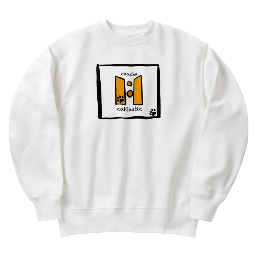 チャチャちゃんのチャチャちゃん（茶色角、擦れなし） Heavyweight Crew Neck Sweatshirt