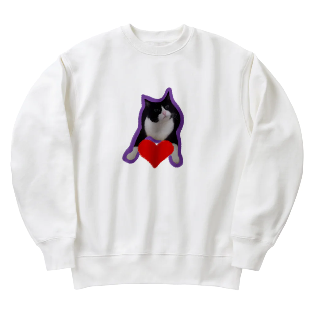 Kaeru CraftのLOVE YOU ネコ丸（パープル） Heavyweight Crew Neck Sweatshirt