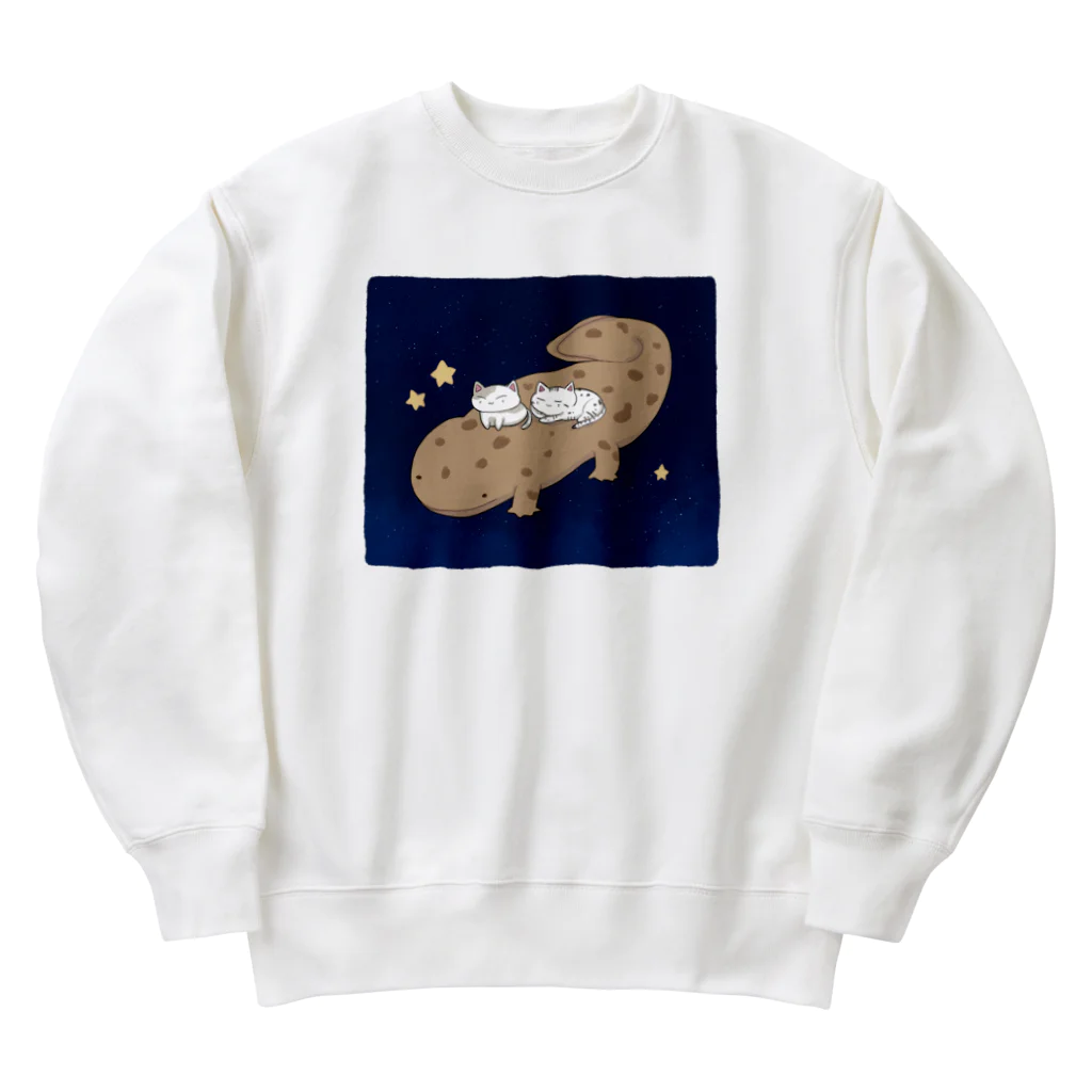 いろはにゃんこ堂のオオサンショウウオとちびにゃんず Heavyweight Crew Neck Sweatshirt