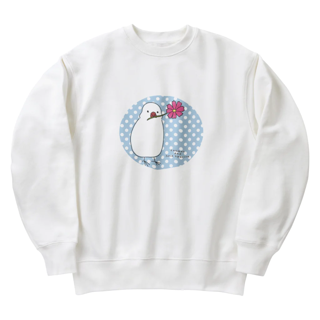 Cocotte Mottoのコスモスと文鳥 Heavyweight Crew Neck Sweatshirt