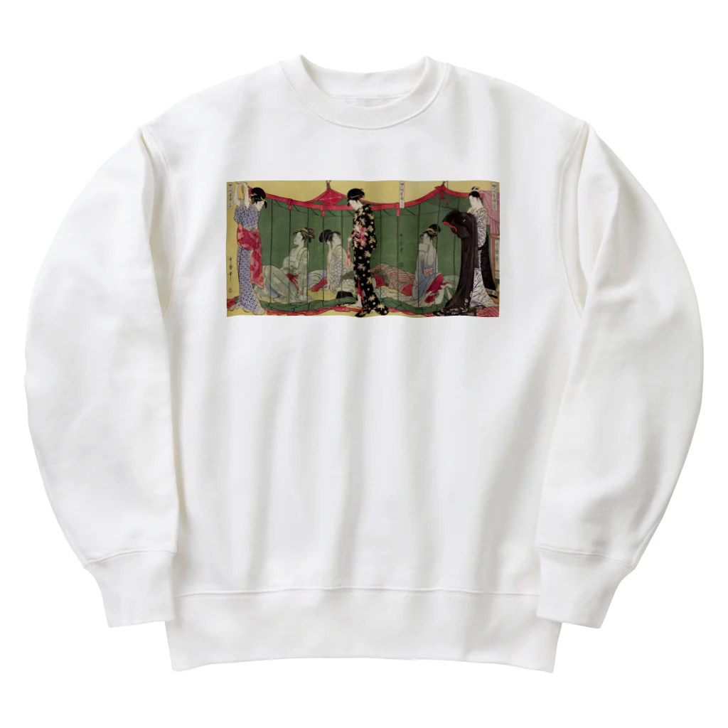 寿めでたや(ukiyoe)の日本画　浮世絵　喜多川歌麿_婦人泊り客の図 Heavyweight Crew Neck Sweatshirt