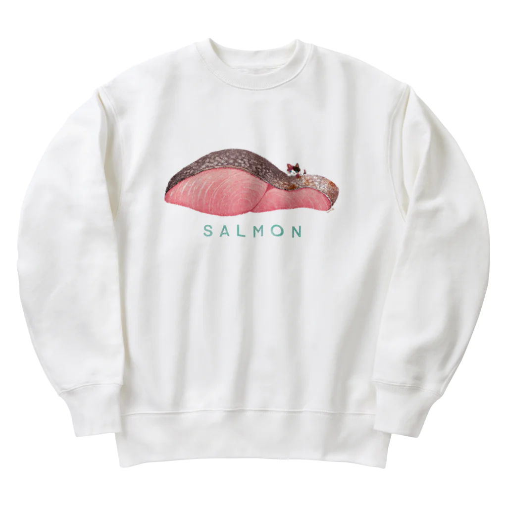 Yukie Shiratori (しらとり ゆきえ)の鮭が好物の猫ちゃん Heavyweight Crew Neck Sweatshirt