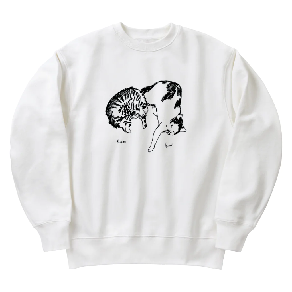 ツナとネコマのRUTO KURIイラストVer Heavyweight Crew Neck Sweatshirt