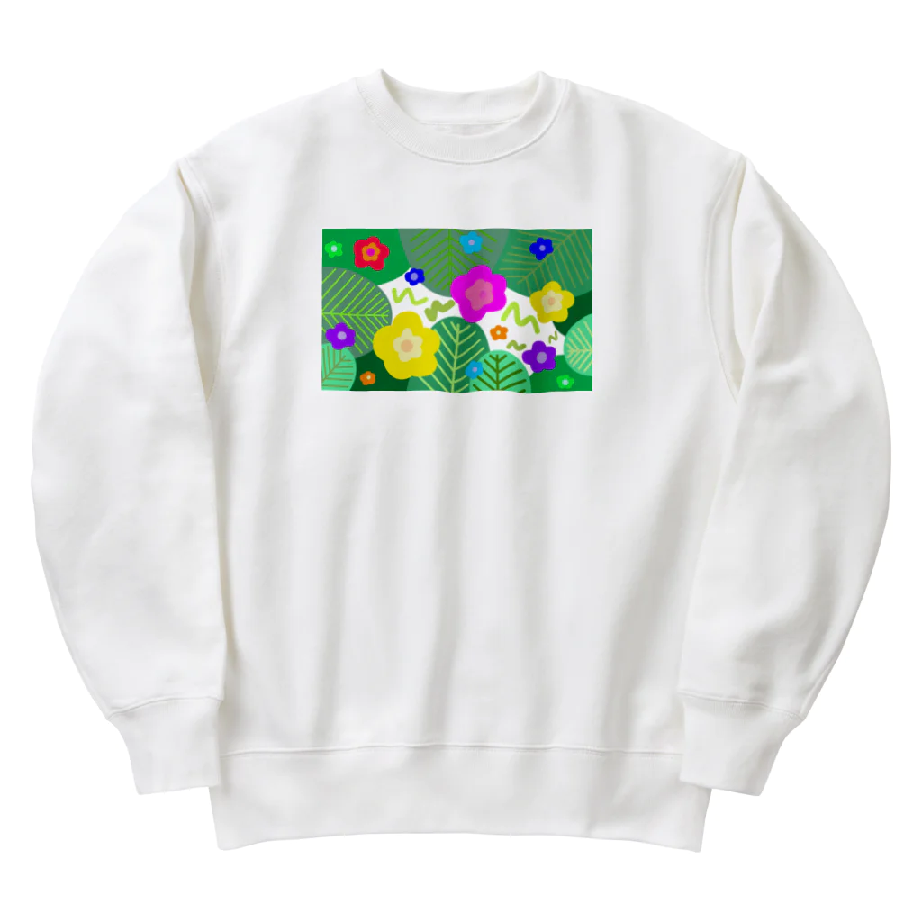 うにぽっぷこーんの観葉植物とお花 Heavyweight Crew Neck Sweatshirt