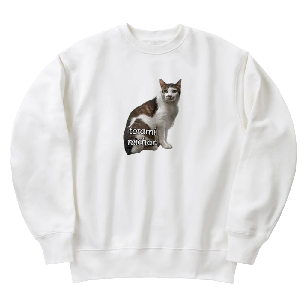 nekousagi*∩..∩のトラミ兄ちゃん自画像？ピンク【nekousagi*∩..∩ロゴ入り】 Heavyweight Crew Neck Sweatshirt