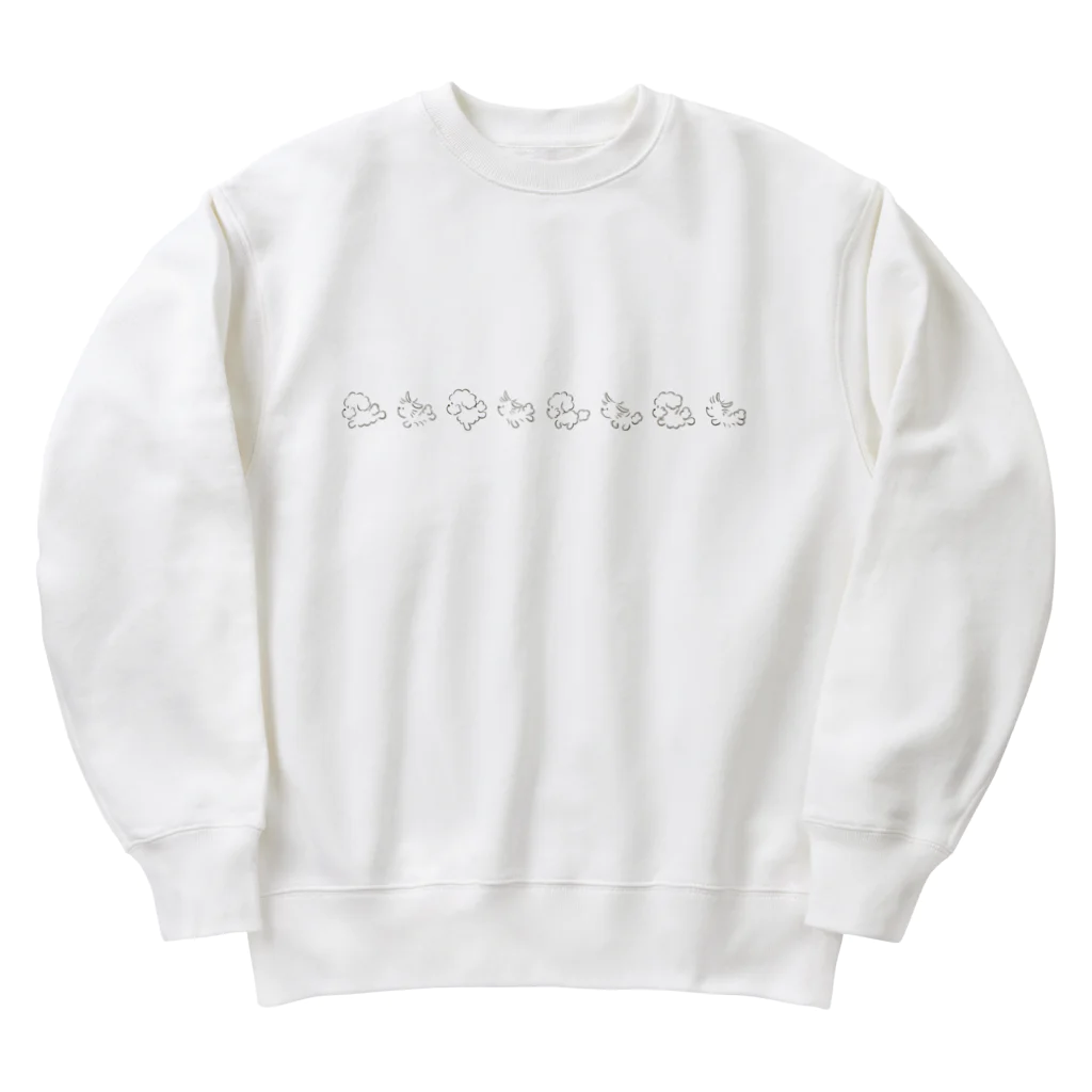 ぷぷまるのぷぷまる　おいかけっこ クロ線 Heavyweight Crew Neck Sweatshirt