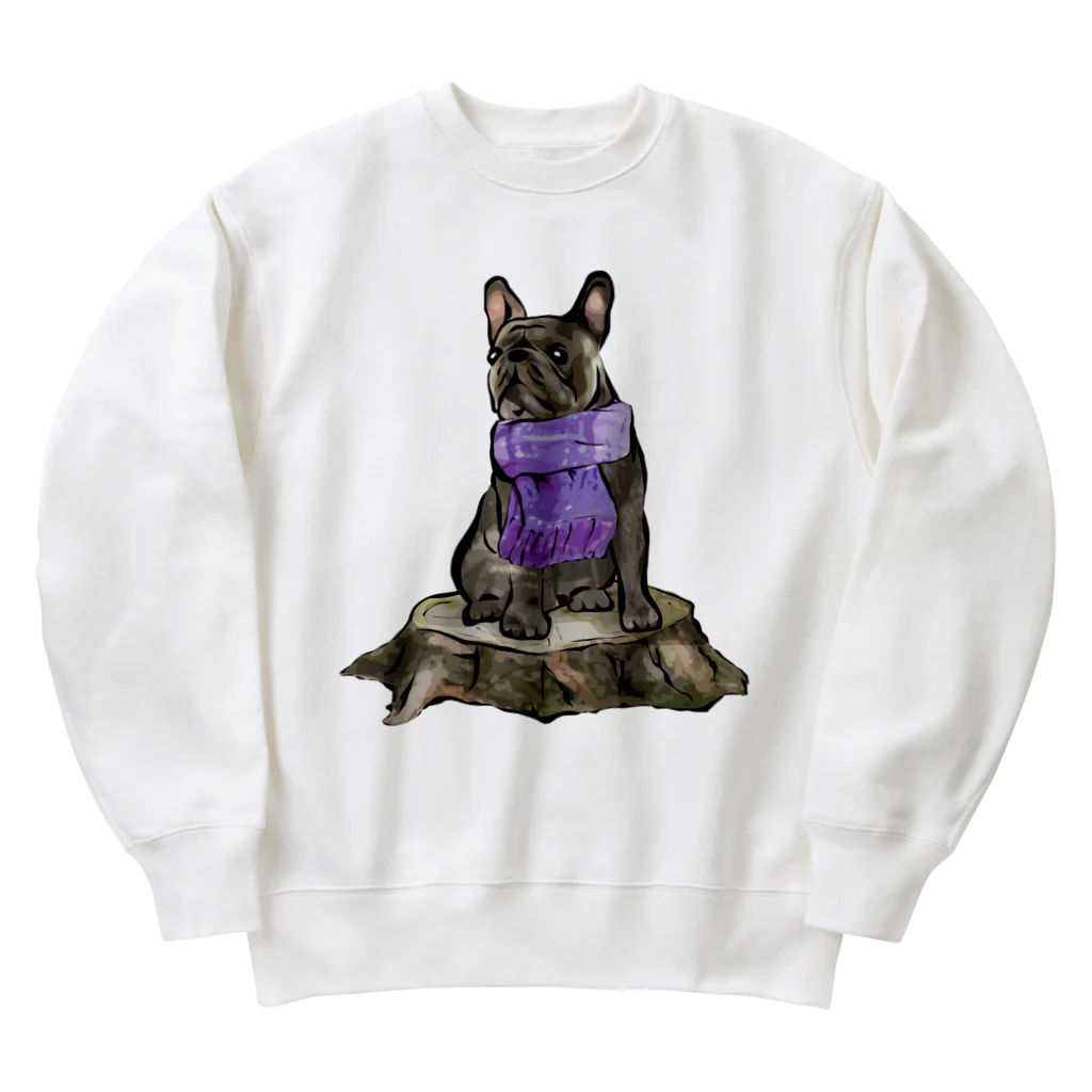 犬グッズの店しえるぶるーのマフラー犬　フレンチブルドッグ　ブリンドル Heavyweight Crew Neck Sweatshirt