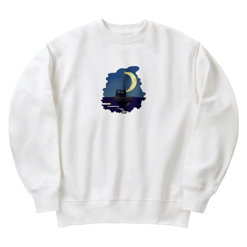 虎笑鬼　まうの月夜のヨット Heavyweight Crew Neck Sweatshirt