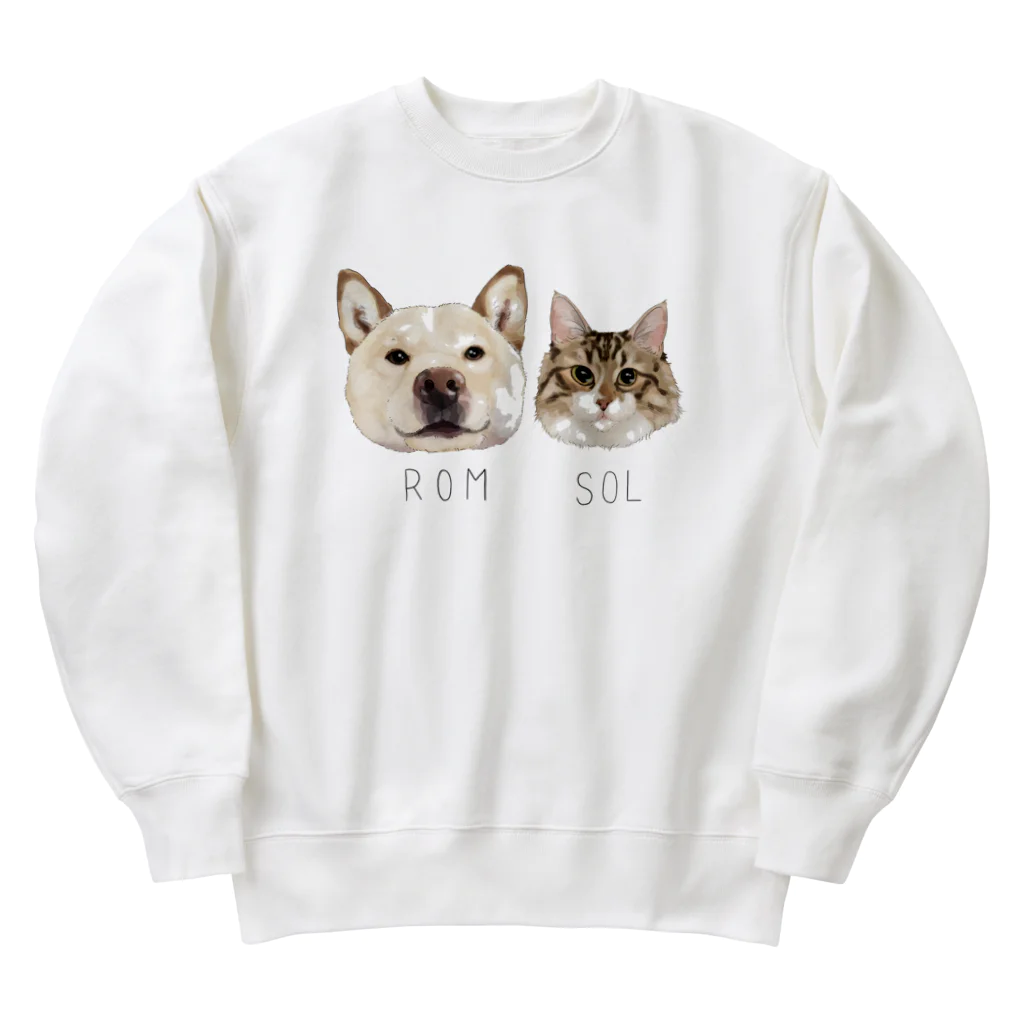 みきぞーん｜保護猫 ミッキー画伯と肉球とおともだちのrom & sol Heavyweight Crew Neck Sweatshirt