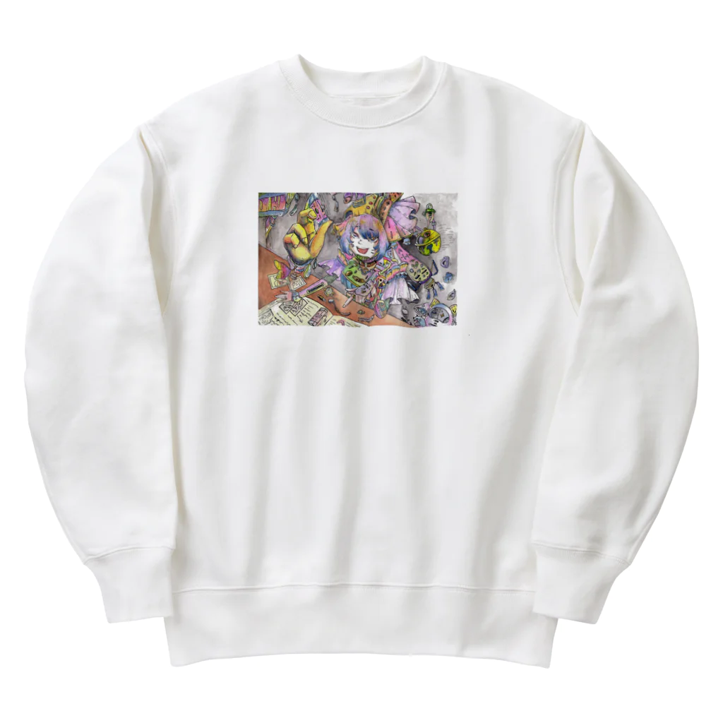 春のたけのこのメカメカ女の子 Heavyweight Crew Neck Sweatshirt