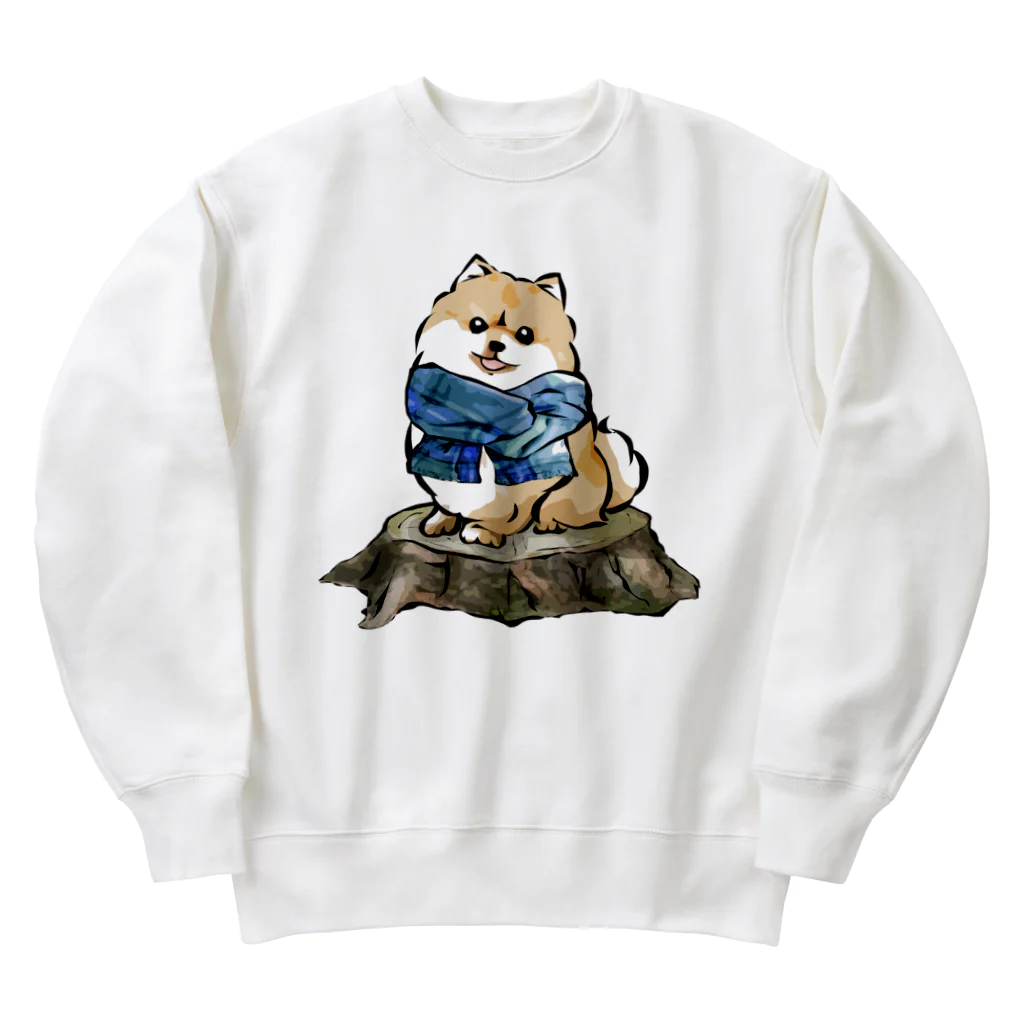 犬グッズの店しえるぶるーのマフラー犬　ポメラニアン Heavyweight Crew Neck Sweatshirt