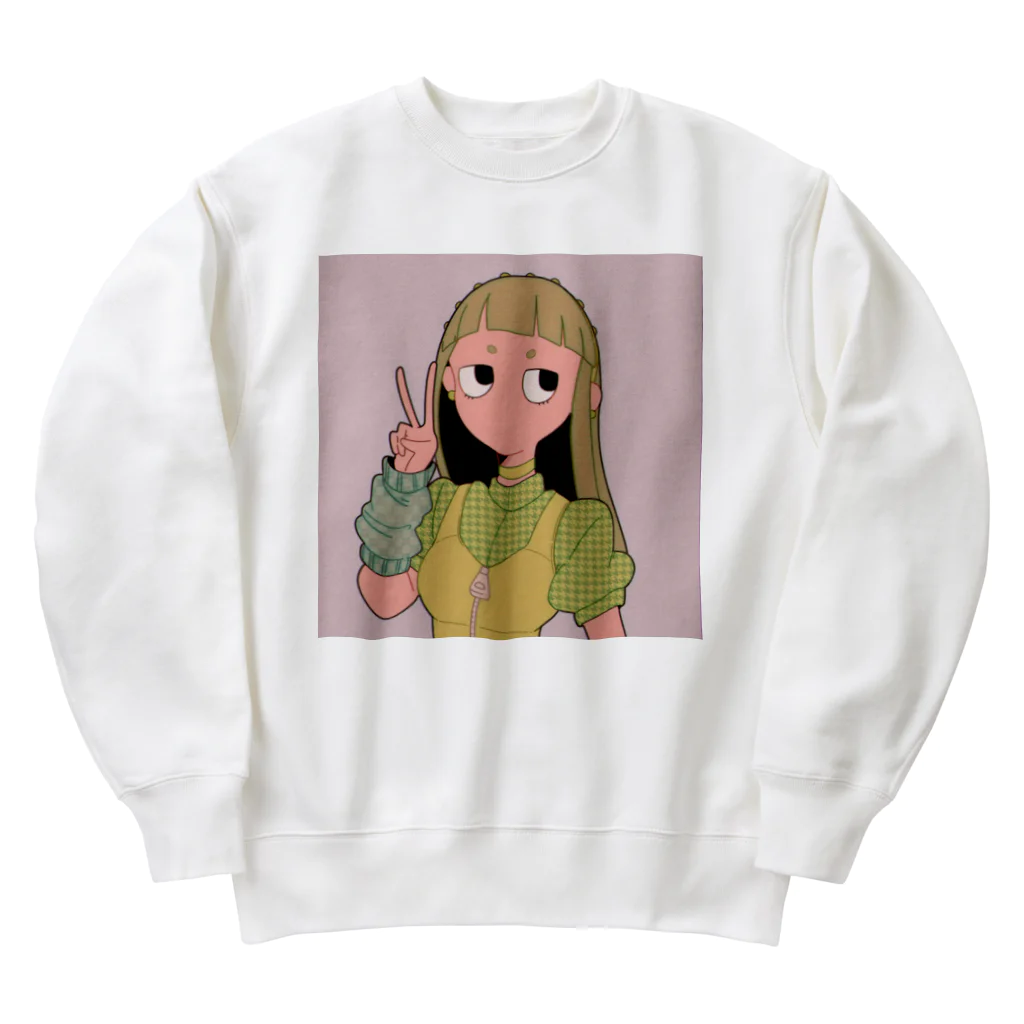 あきたえりの『ピース』(グリーンver.) Heavyweight Crew Neck Sweatshirt