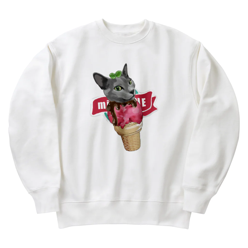 みきぞーん｜保護猫 ミッキー画伯と肉球とおともだちのleon Heavyweight Crew Neck Sweatshirt