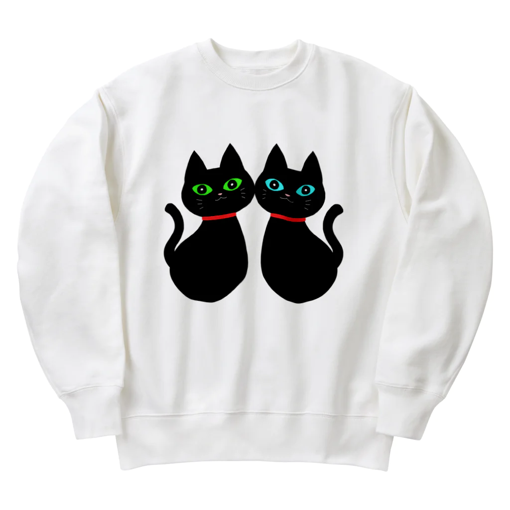 ねむ吉屋の双子の黒猫 Heavyweight Crew Neck Sweatshirt