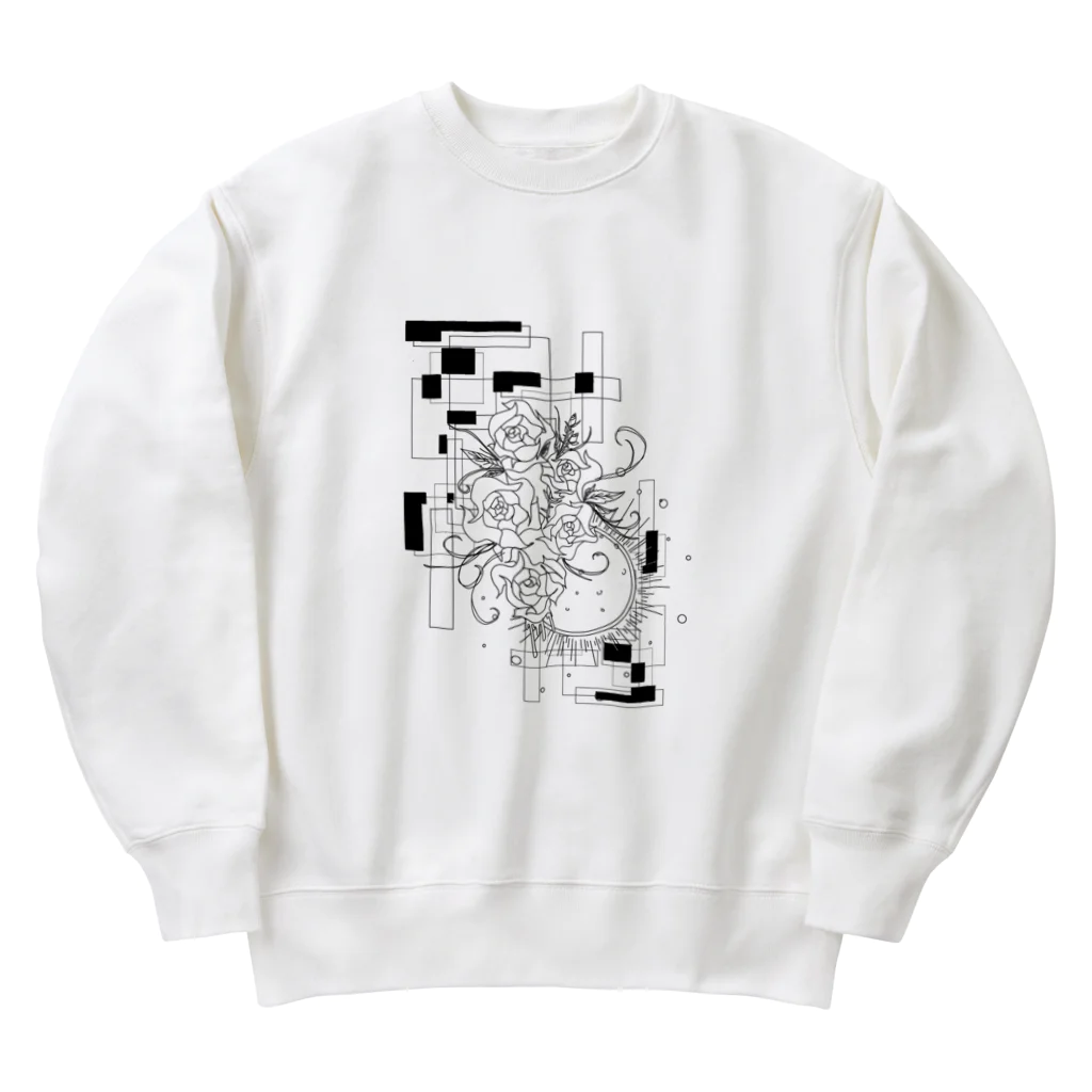 不思議な...のバラと幾何学模様 Heavyweight Crew Neck Sweatshirt