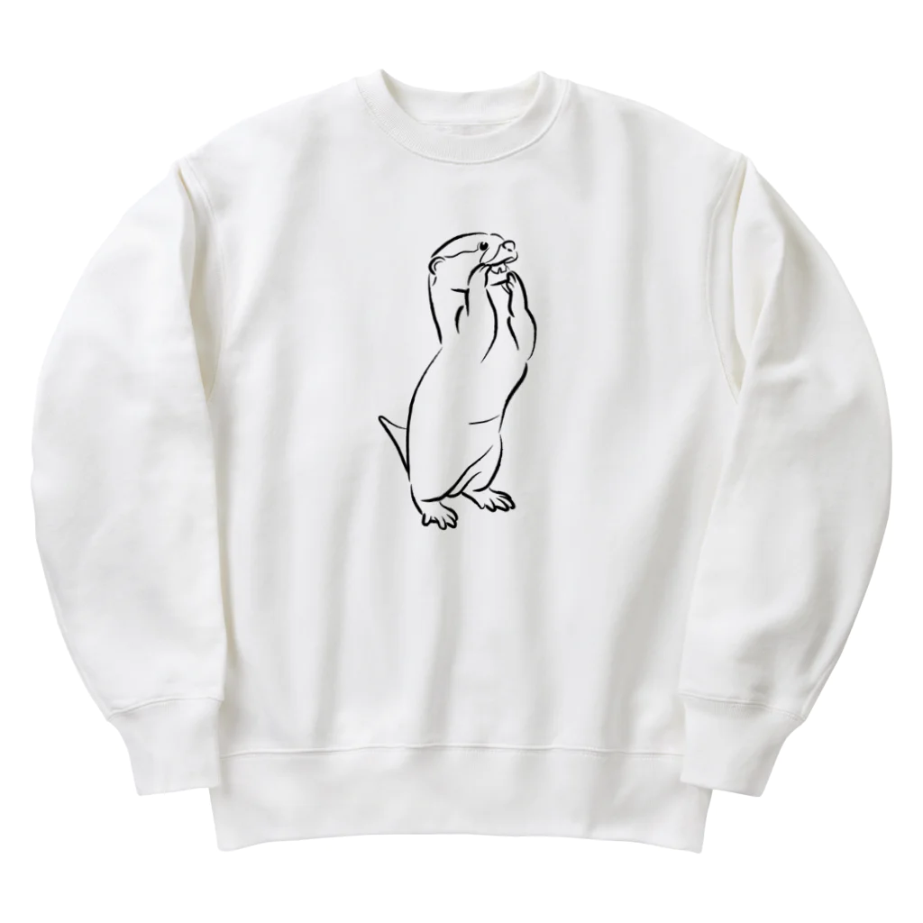 カワウソとフルーツのシンプルカワウソ（黒） Heavyweight Crew Neck Sweatshirt