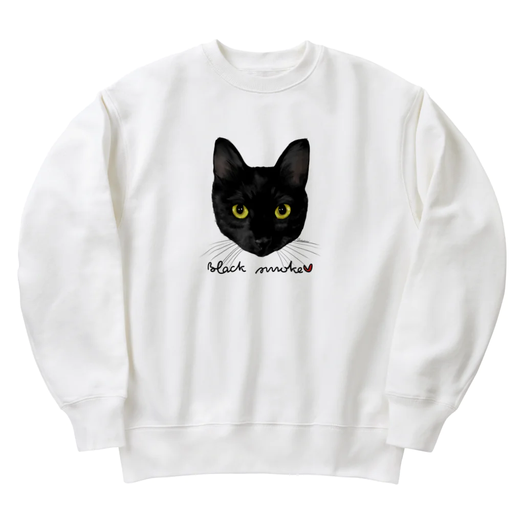 しろくまるいるいと動物たちのブラックスモークタビー Heavyweight Crew Neck Sweatshirt