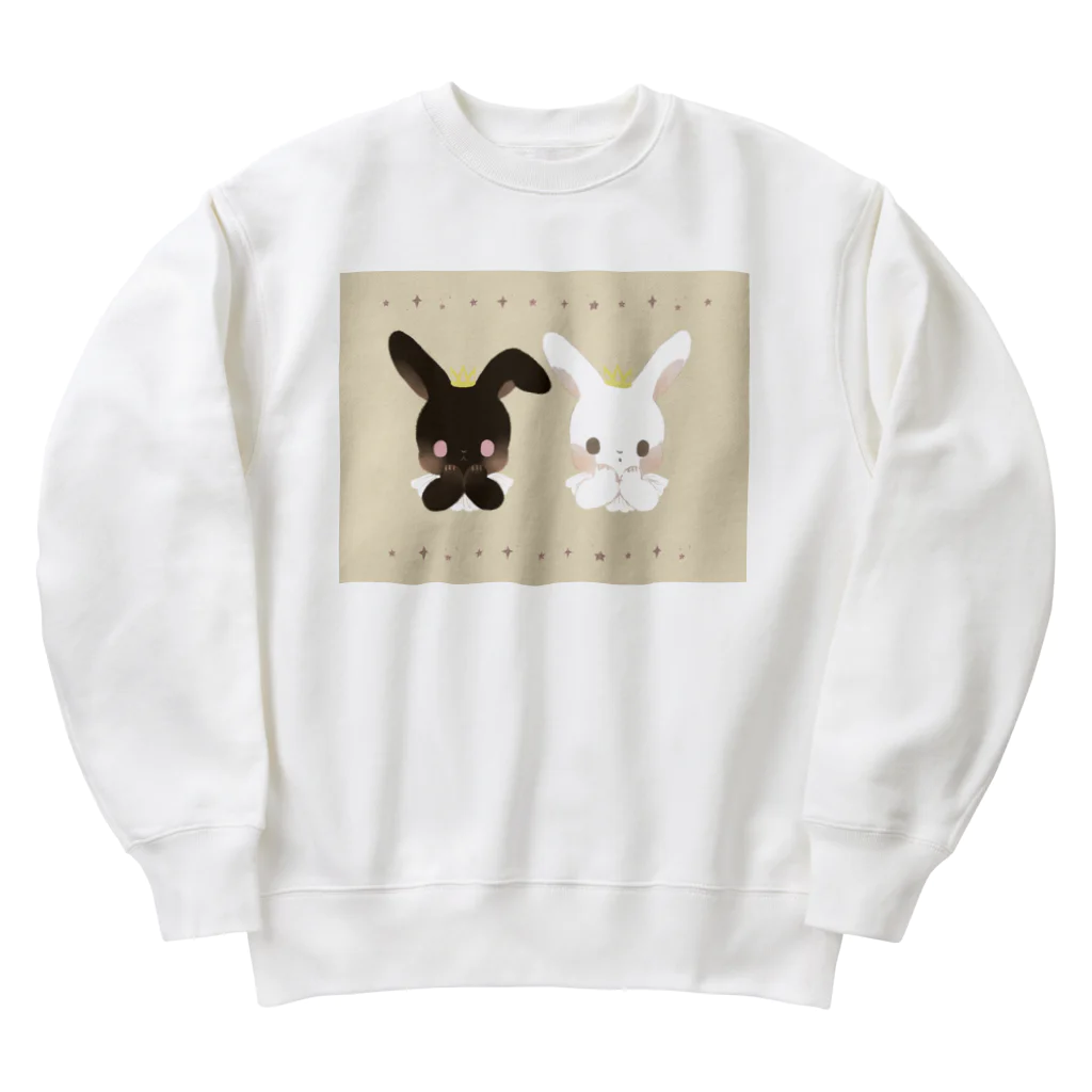 たかどのみこと🕊の白黒うさぎ Heavyweight Crew Neck Sweatshirt