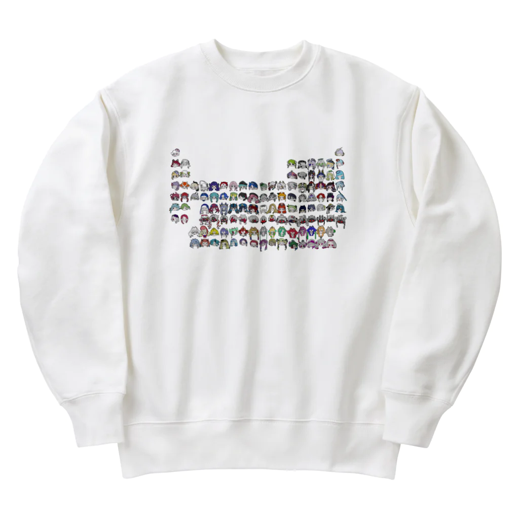 しまのやゆうの元素擬人化顔だけ周期表 Heavyweight Crew Neck Sweatshirt