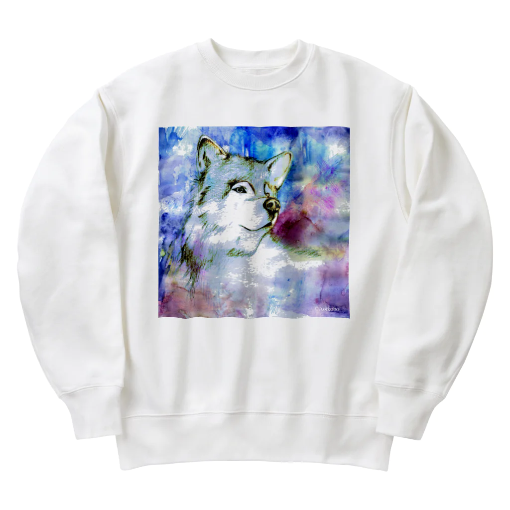 黒澤あおいのイラスト-オオカミ- Heavyweight Crew Neck Sweatshirt