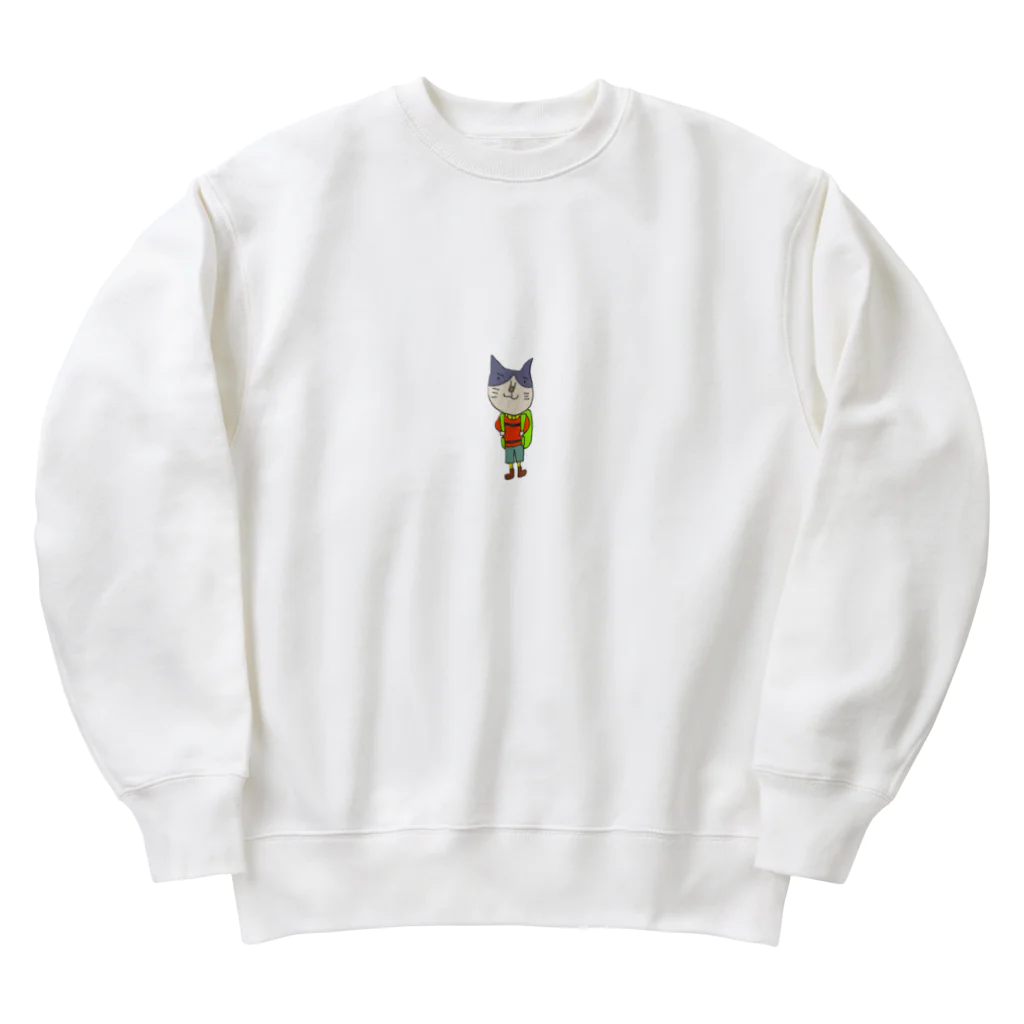 Rieの猫ちゃんお仕事シリーズ☆登山家日本猫さん Heavyweight Crew Neck Sweatshirt