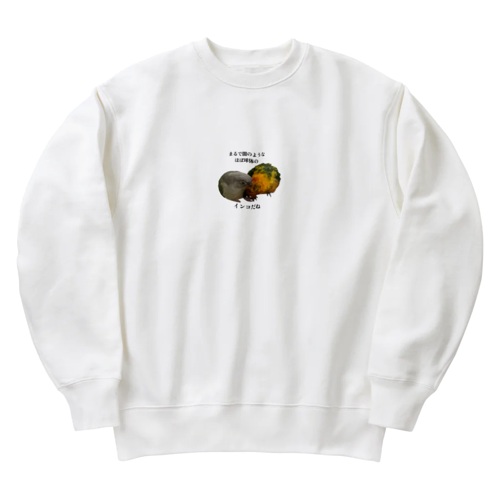 聖母ちゃんのまるで闇のようなほぼ球体のインコだね Heavyweight Crew Neck Sweatshirt