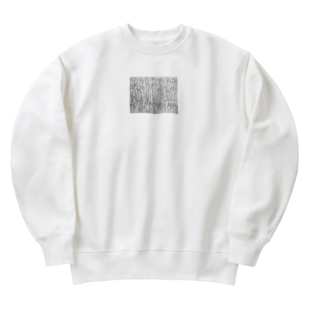 民　三角　（たみ　みかど）の花の専門店の雨を見る人々 Heavyweight Crew Neck Sweatshirt