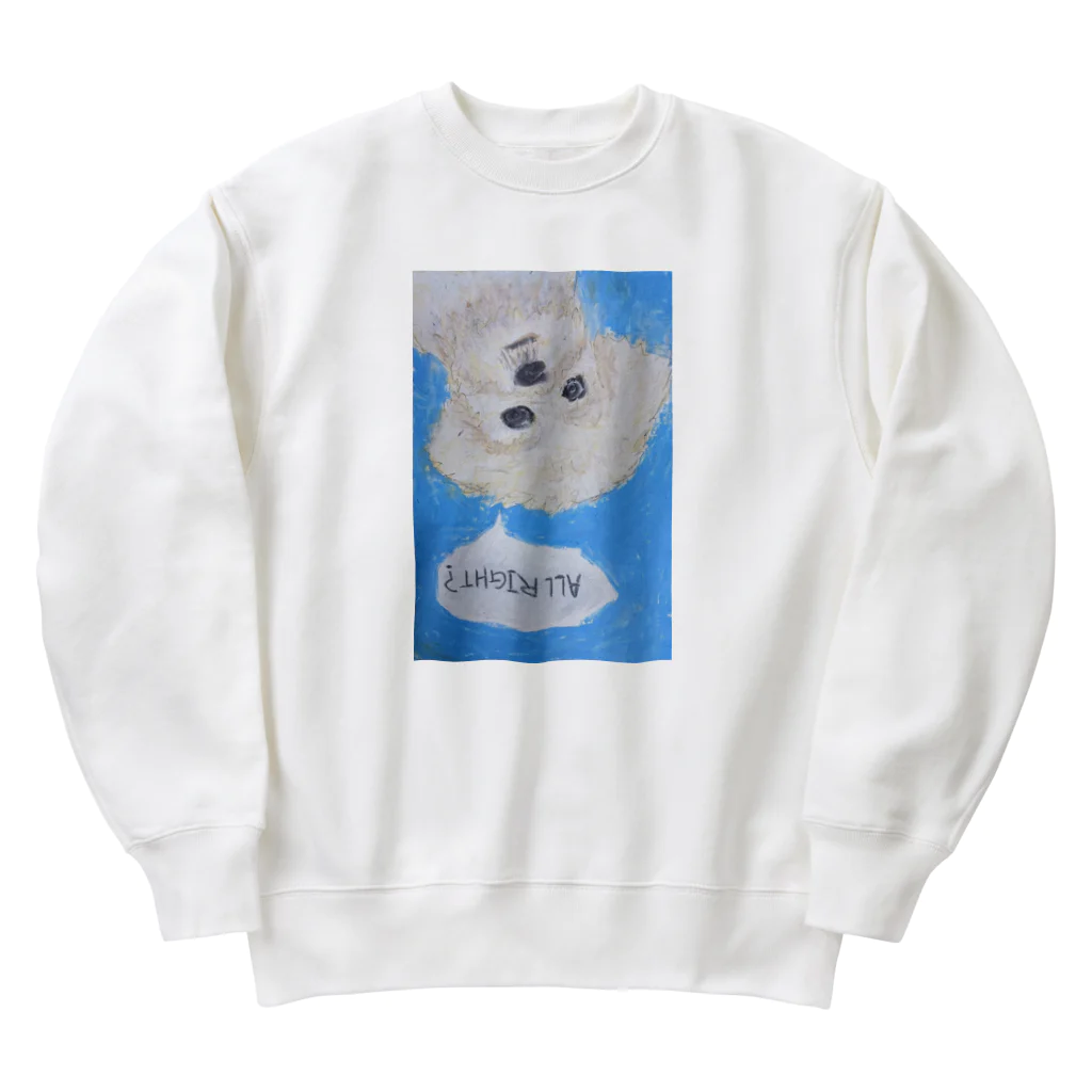 ルーナ│障害者アート の心配する犬 Heavyweight Crew Neck Sweatshirt