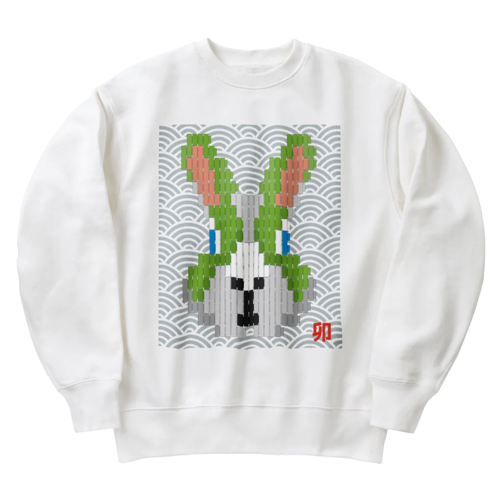 bonnylochの卯-lightGreen_青海波＠ブロックイラスト Heavyweight Crew Neck Sweatshirt