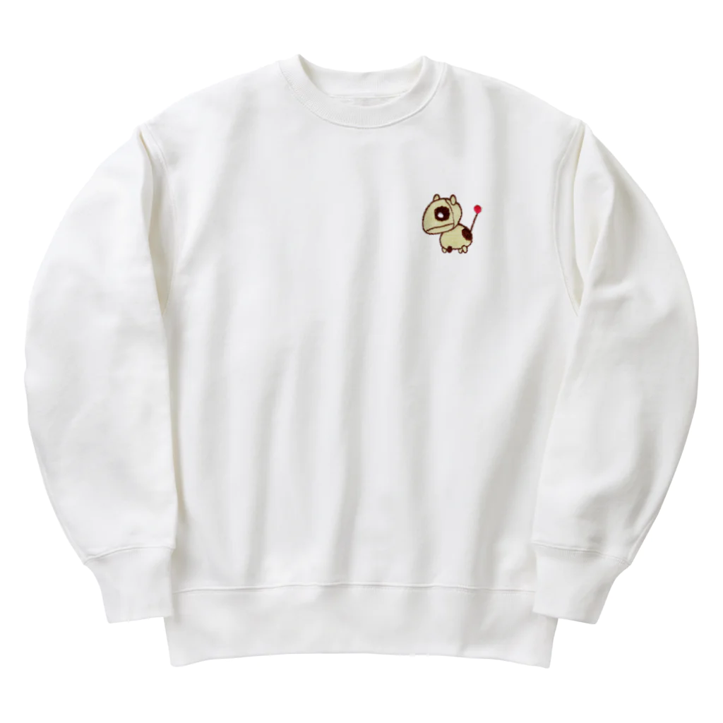 星屑の街の刺繍のマスコット「もち」 Heavyweight Crew Neck Sweatshirt