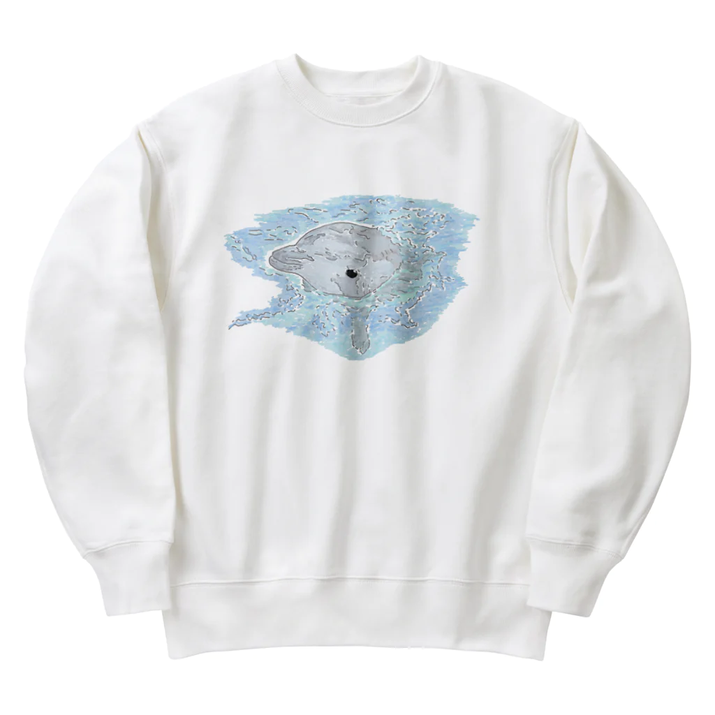 niwatsukinoの癒し、かわゆすのイルカちゃん。 Heavyweight Crew Neck Sweatshirt