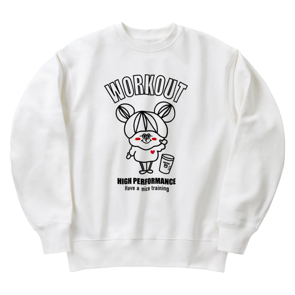 CHUBBYREW/チャビールーのスウェットガール-ワークアウト（黒） Heavyweight Crew Neck Sweatshirt