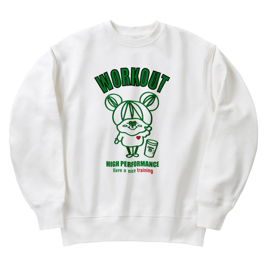 CHUBBYREW/チャビールーのスウェットガール-ワークアウト（緑） Heavyweight Crew Neck Sweatshirt