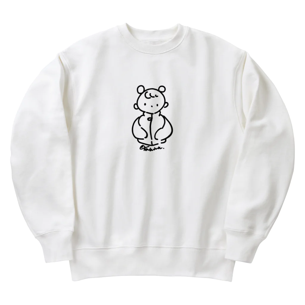 tanun./たぬんのふたつおだんごちゃん（モノクロバージョン） Heavyweight Crew Neck Sweatshirt