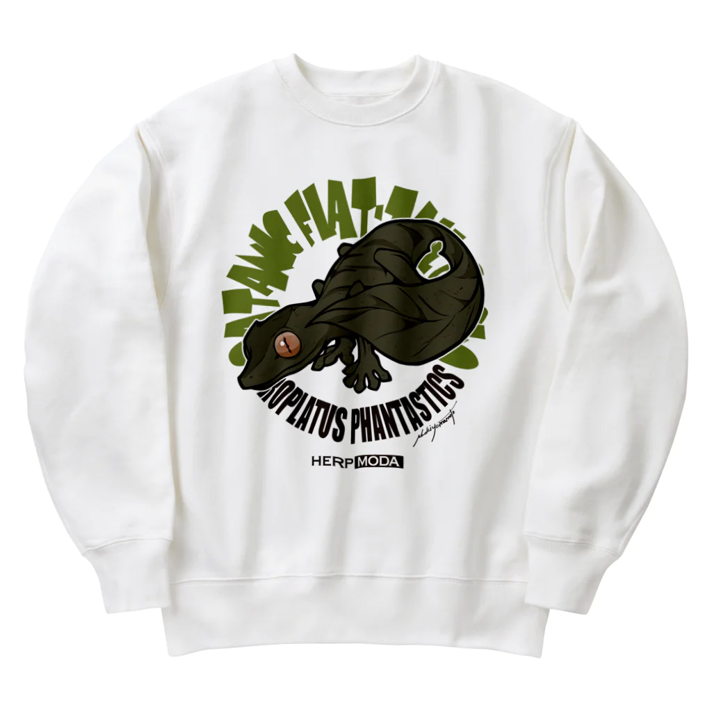 HERP MODA by ヤマモトナオキのエダハヘラオヤモリ/ダークグリーン Heavyweight Crew Neck Sweatshirt