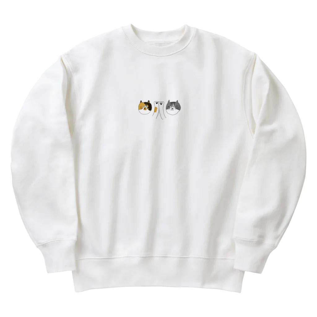 お髭ちゃんのおみせ。のハイタッチにゃんず Heavyweight Crew Neck Sweatshirt