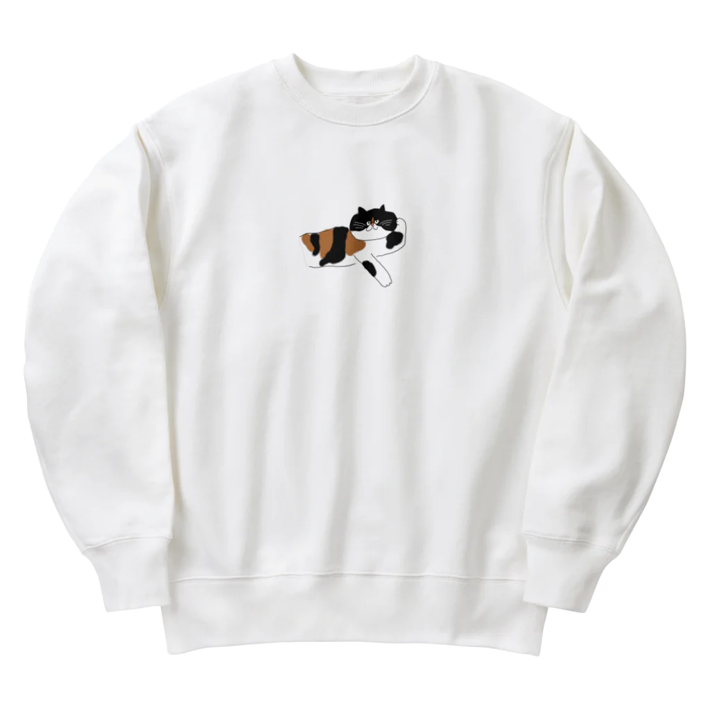 お髭ちゃんのおみせ。のあざとい猫ちゃん Heavyweight Crew Neck Sweatshirt