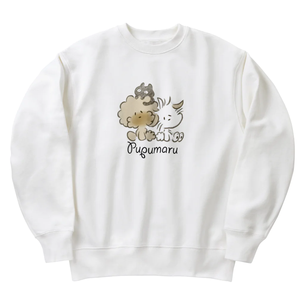 ぷぷまるのぷぷまる ねこもいっしょ おおきめ Heavyweight Crew Neck Sweatshirt