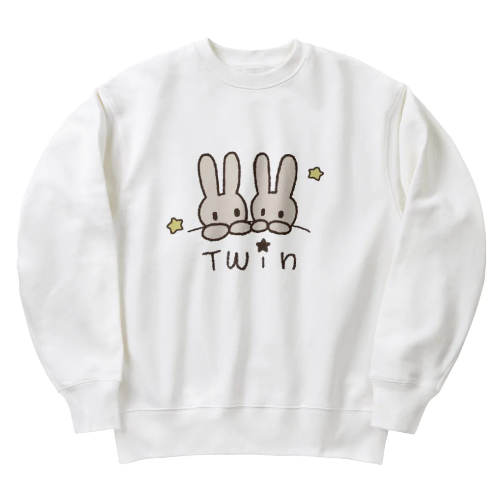 多胎児応援し隊の双子うさぎ Heavyweight Crew Neck Sweatshirt