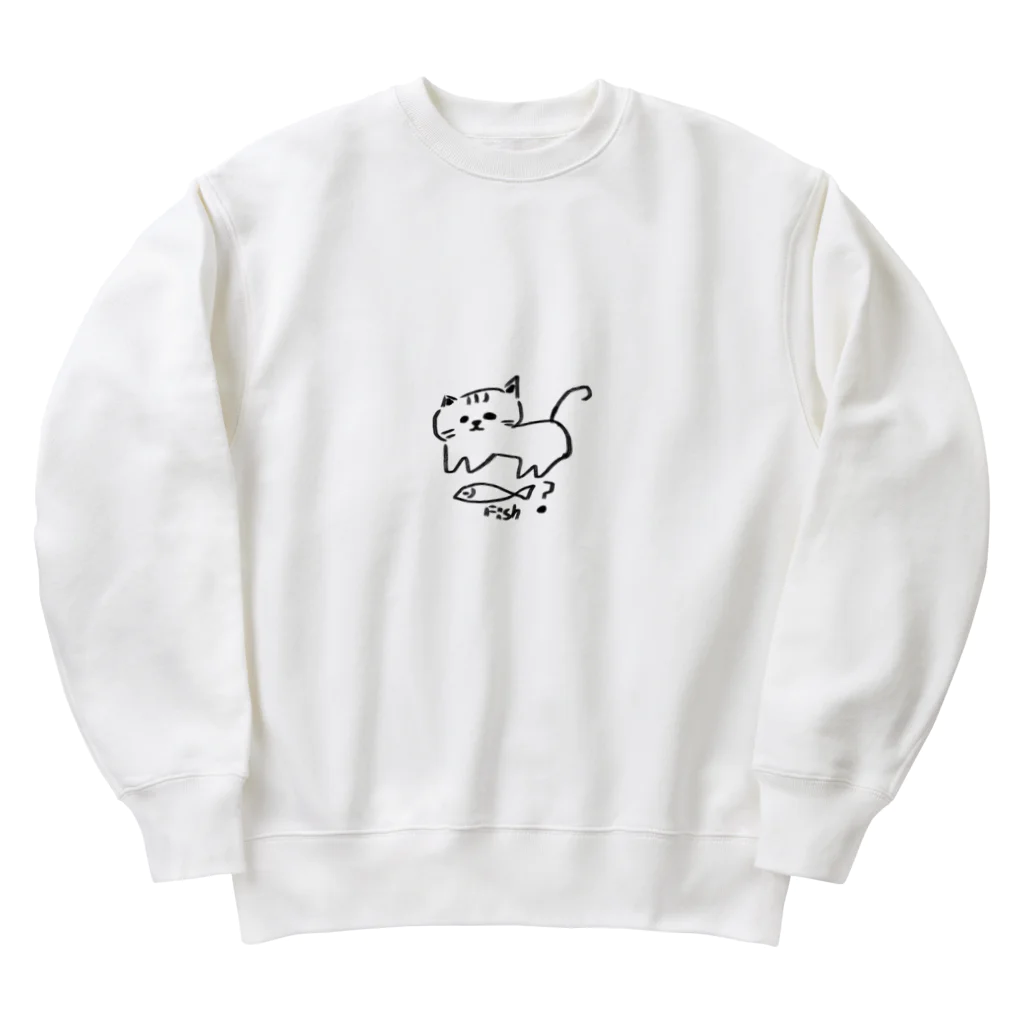 みにゆん　ねこのfish？ Heavyweight Crew Neck Sweatshirt