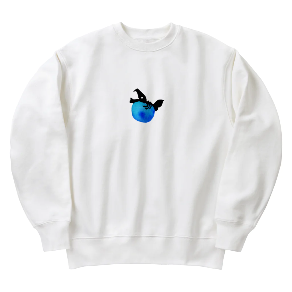 YuDesign￤ゆうデザインのぷくっといきものシリーズ魚ブルー Heavyweight Crew Neck Sweatshirt