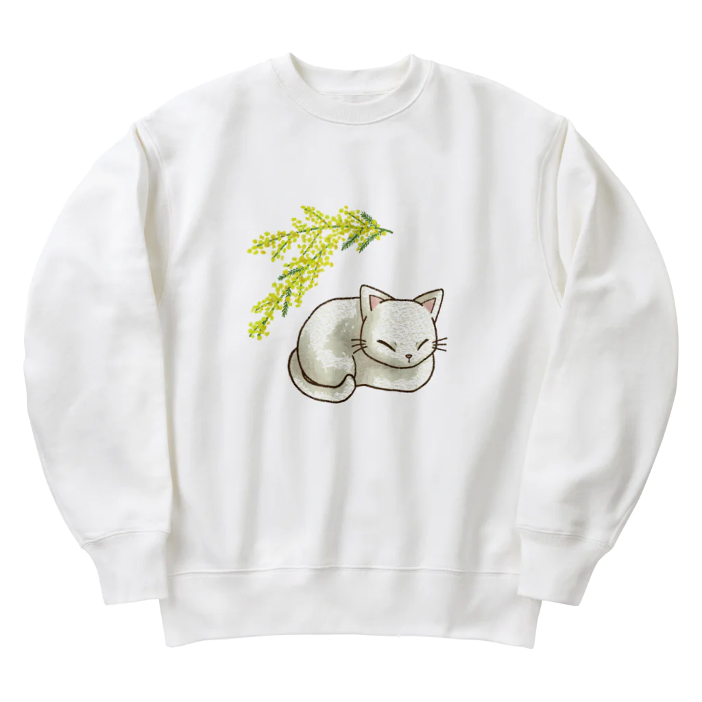 星屑とたんぽぽの猫とミモザ Heavyweight Crew Neck Sweatshirt