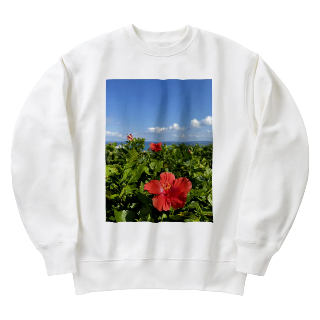 Ripples沖縄レジンアートの沖縄の海とハイビスカス Heavyweight Crew Neck Sweatshirt