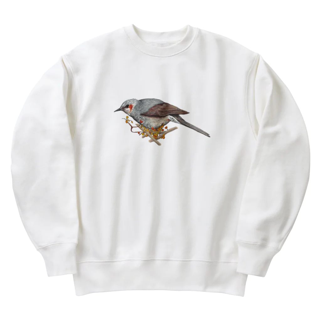 森図鑑の[森図鑑] ヒヨドリとツルウメモドキ Heavyweight Crew Neck Sweatshirt