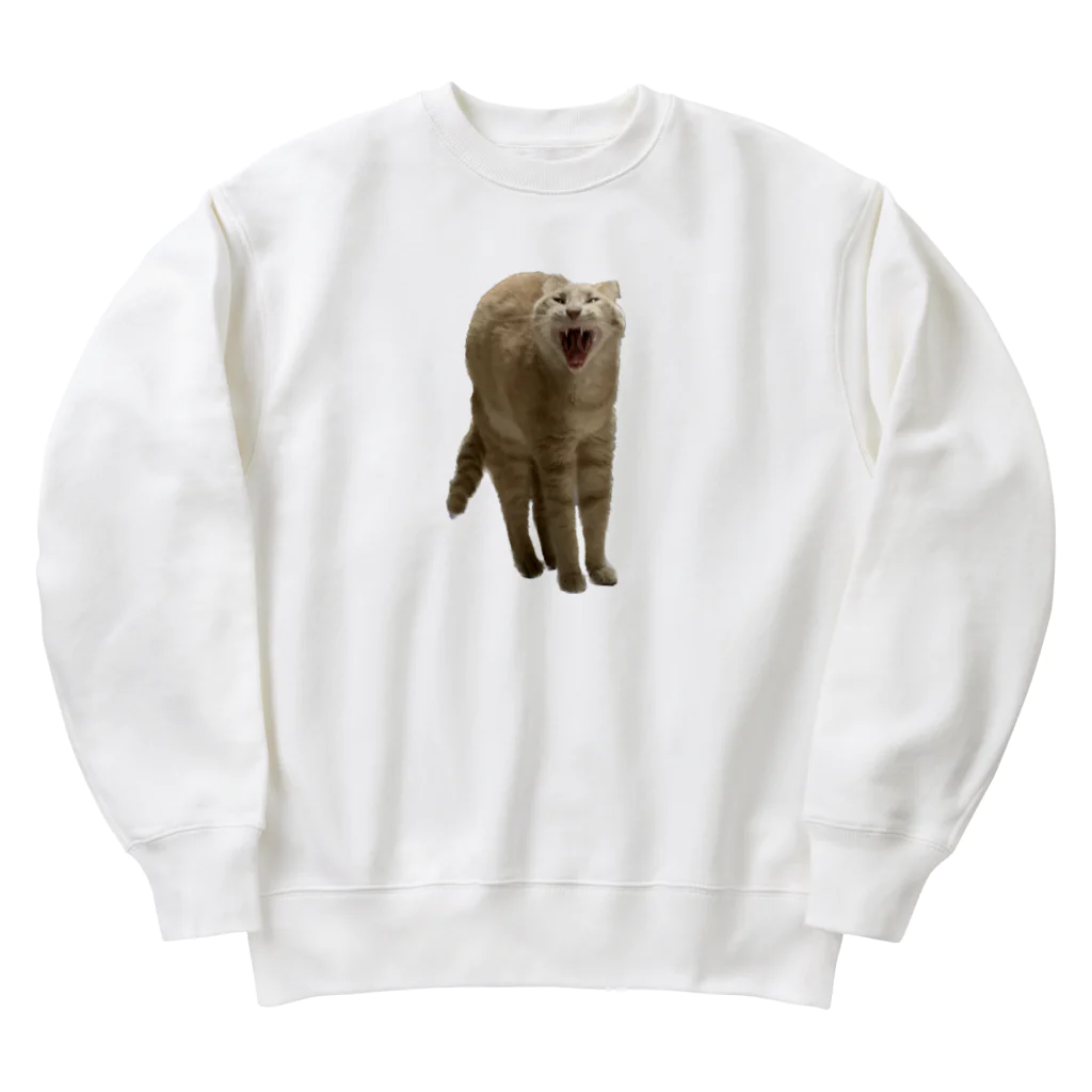 茶トラねこずのあくび猫のシロ Heavyweight Crew Neck Sweatshirt