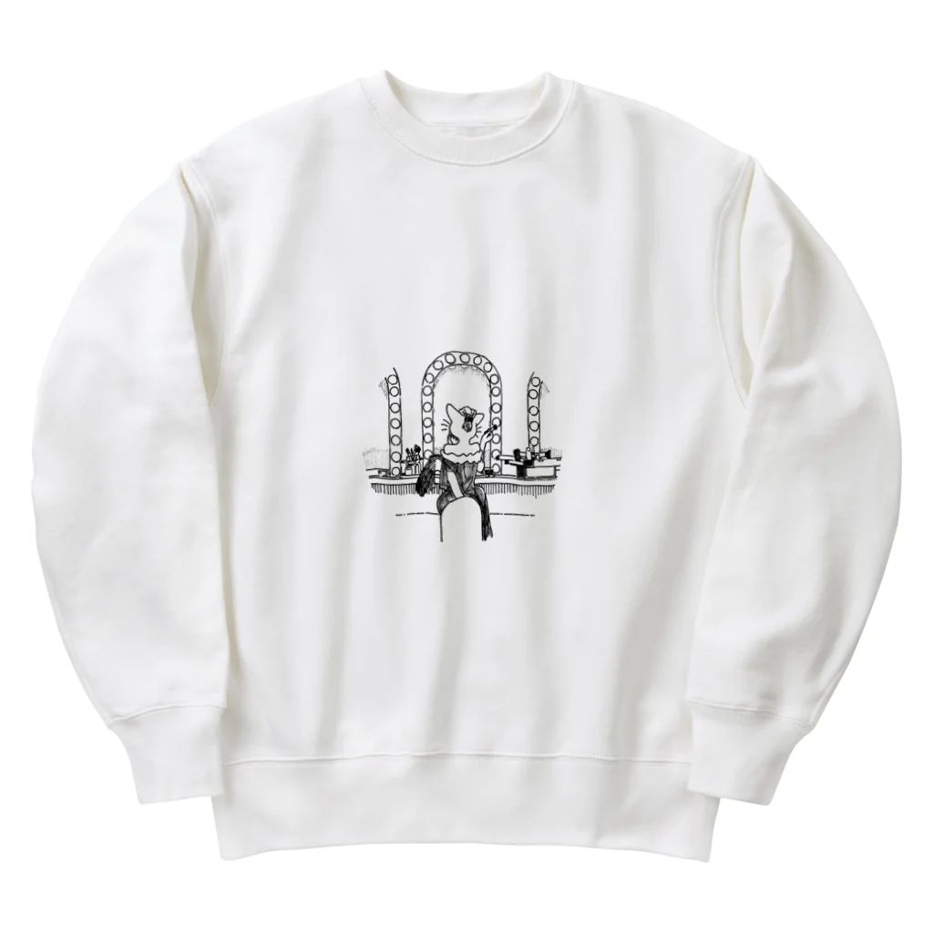 空想画学販売所のメイクルームのネコ女優 Heavyweight Crew Neck Sweatshirt