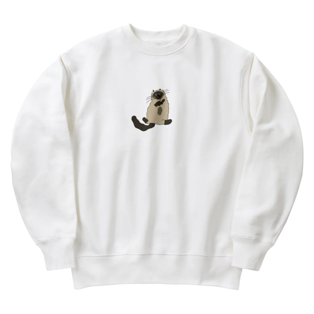 お髭ちゃんのおみせ。のごろごろん猫ちゃん Heavyweight Crew Neck Sweatshirt